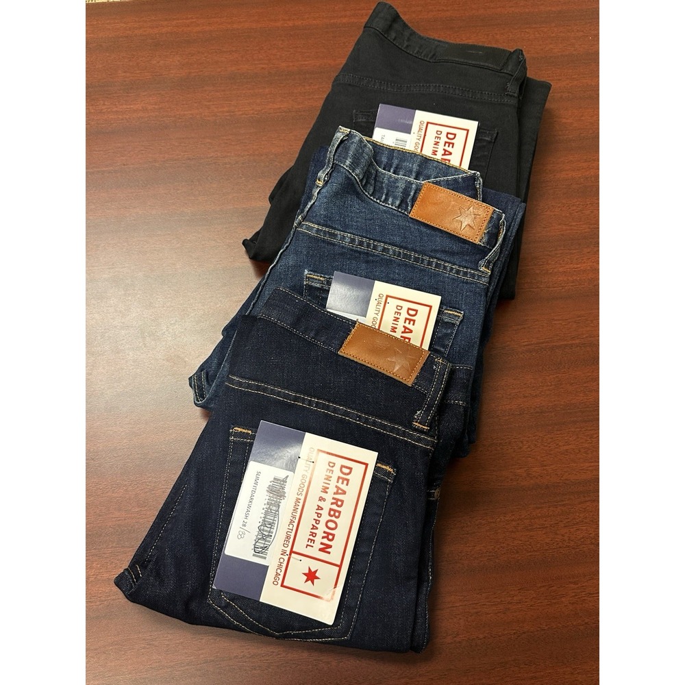 3- Dearborn‎ Denim Jeans Mens Size 28x33 Wash Tailored Stretch Chicago NWT